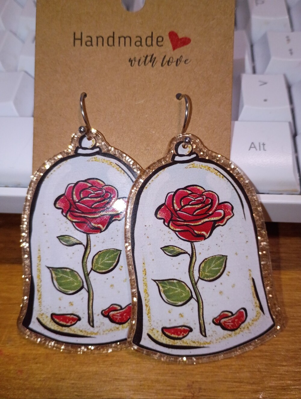 Disney Inspired Rose Petal Flower Fashion Earrings